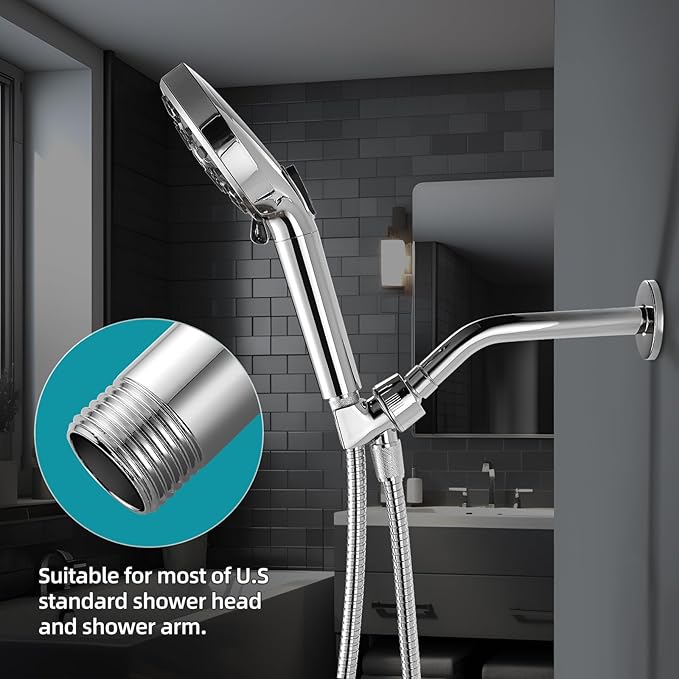 Cobbe Shower Arm with Flange and Teflon Tape, 10-Inches Wall Mounted Shower Pipe Arm 304 Stainless Steel Extension for Fixed Shower Head, Chrome