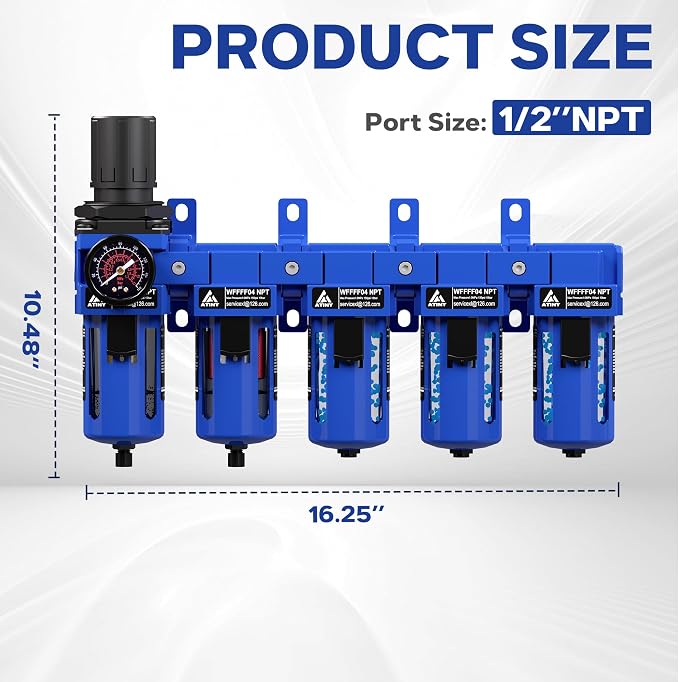 1/2'' NPT 5 Stage Air Dryer for Compressor, 5&0.01 Micron Filter Cartridge Air - Image 2