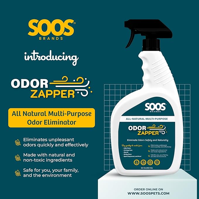 Soos Odor Zapper Natural Odor Eliminator Multi-Purpose Odor Removal Spray for Home and Beyond (32.1 oz / 950 ml)