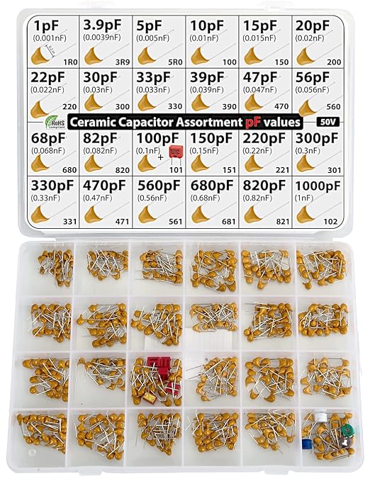 pF Values - Box Capacitor Kit Assortment 485 pcs 24 Values, All pF: 1pF - Image 3