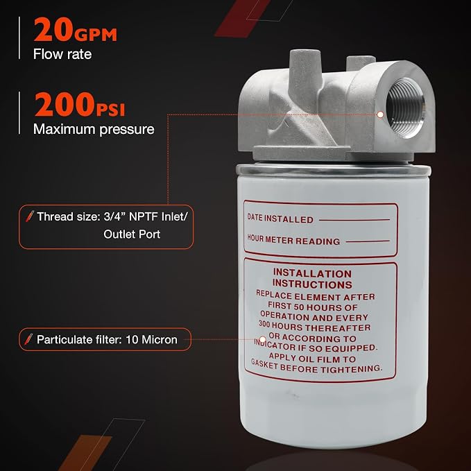 Spin-On Hydraulic Oil Filter Assembly 10 Micron - Image 2