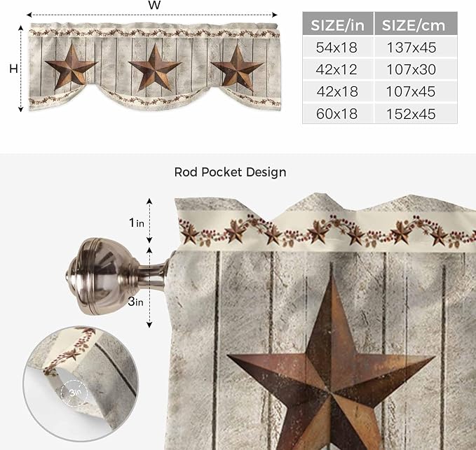 Western Texas Star Retro Tie Up Valance Curtains - Image 6