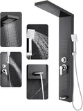 ROVOGO Shower Panel Tower System with Rainfall Shower, Body Jets, Handheld and Tub Spout, High Pressure Shower Column Stainless Steel, 46.5 in. Black