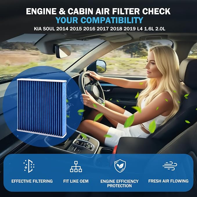 1pc Cabin & 1pc Engine Air Filter Kit Accessories - Image 2
