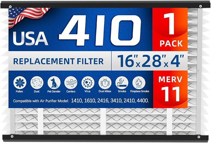 410 Replacement Air Filter, Nominal Size: 16x25x4, Actual Size: by Luxunik
