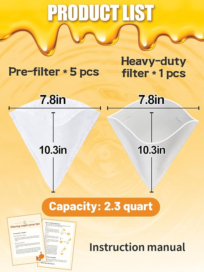 6pcs 2.3 Quart Maple Syrup Filter Cone Set - Image 5