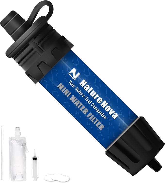 Mini Water Filter NatureNova Portable Emergency Water Filtration System Hiking by NatureNovaProducts
