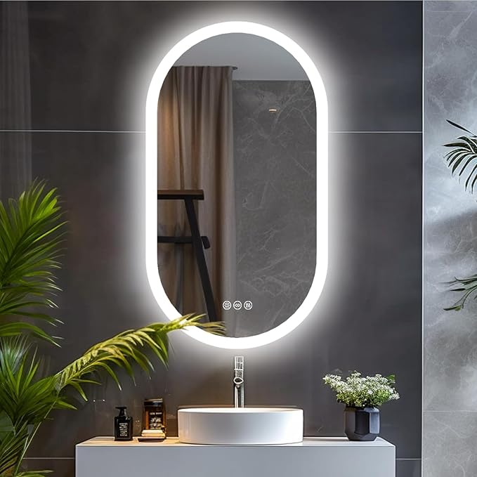 LUVODI Lighted LED Bathroom Mirror: 32x20IN Oval Wall Mounted Vanity Mirror by LUVODI