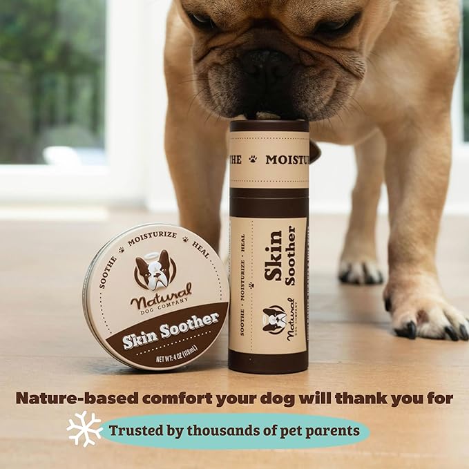 Natural Dog Company Skin Soother Balm for Dogs – 1oz Tin All Natural Hot Spot & Rash Relief – Organic Itchy Skin Soothing Moisturizer for Dry, Red, Crusty Skin – Lick-Safe Dog Balm, Made in USA