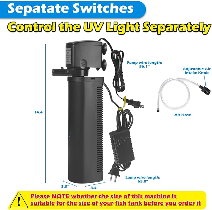 Aquarium U-V Filter 300GPH for Large 80-200 Gal Fish Tank Pond, Powerful - Image 7