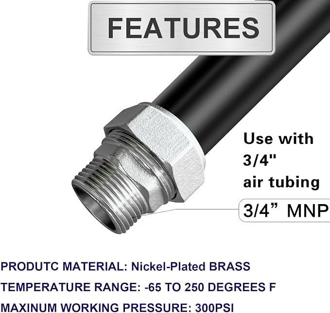 Jingzan Straight Air Piping Fitting, 3/4"Piping x 3/4"Male NPT Adapter - Image 3