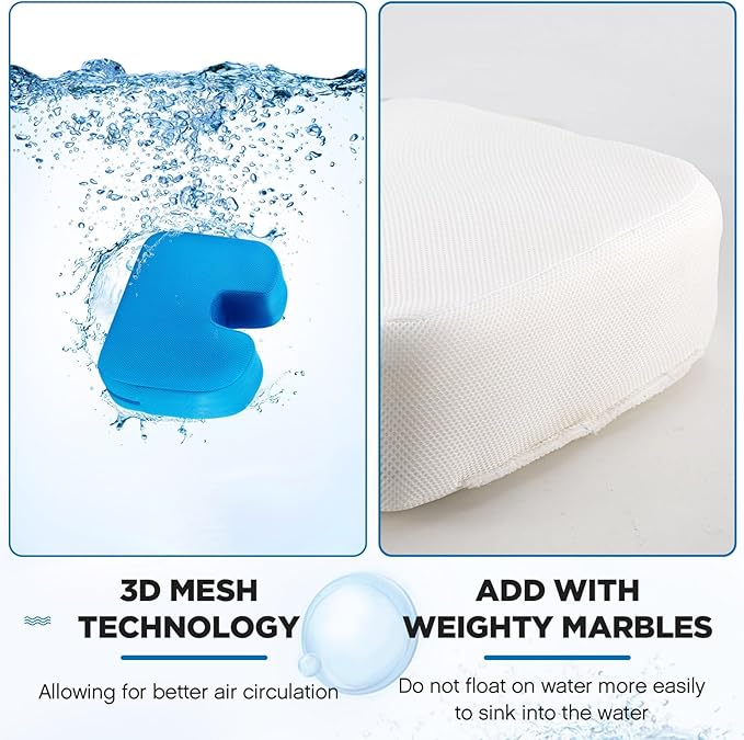 Suzile 2 Pcs Hot Tub Booster Seat Weighted Spa Bathtub Booster Inflatable Cushion Quick Dry Non Slip Bottom Portable Seat with 3D Air Mesh Cover Tub Accessory for Adult Indoor Outdoor(Blue)