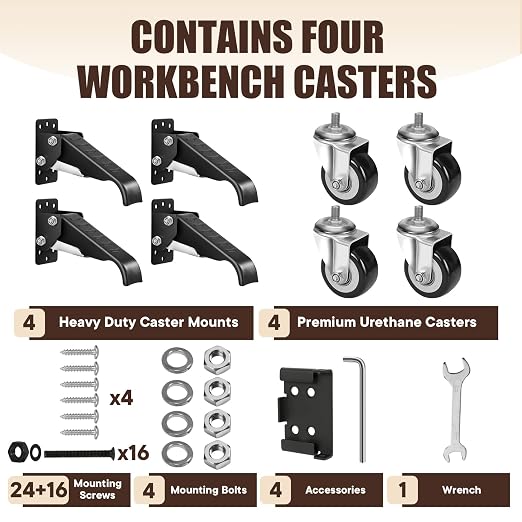 SPACECARE Workbench Casters kit 900Lbs Heavy Duty Quick Release 2 Mounting - Image 8