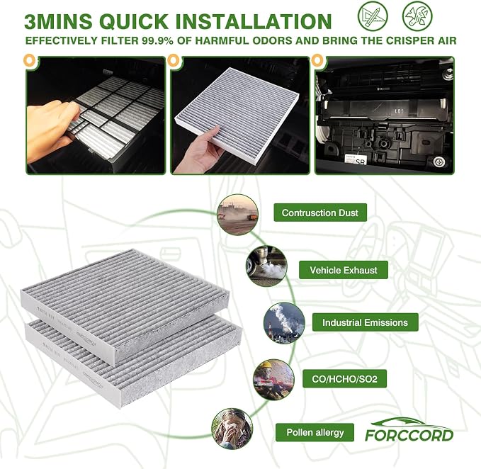 2-Pack Cabin Air Filter Fits for Ford Ranger 2019-2025 2026 2.3L Activated - Image 6