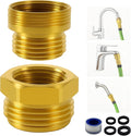 Shower Hose Adapter and Faucet Adapter Kit, Brass G1/2" Female, 55/64"-27 Female, and 15/16"-27 Male to 3/4" GHT Male Garden Hose Connector, with Washer and PTFE Tape