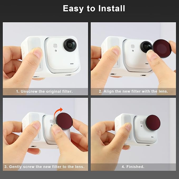 Haoge ND Filter Kit for Insta360 GO Ultra, ND8 ND16 ND32 ND64, 4 Pack Light - Image 5