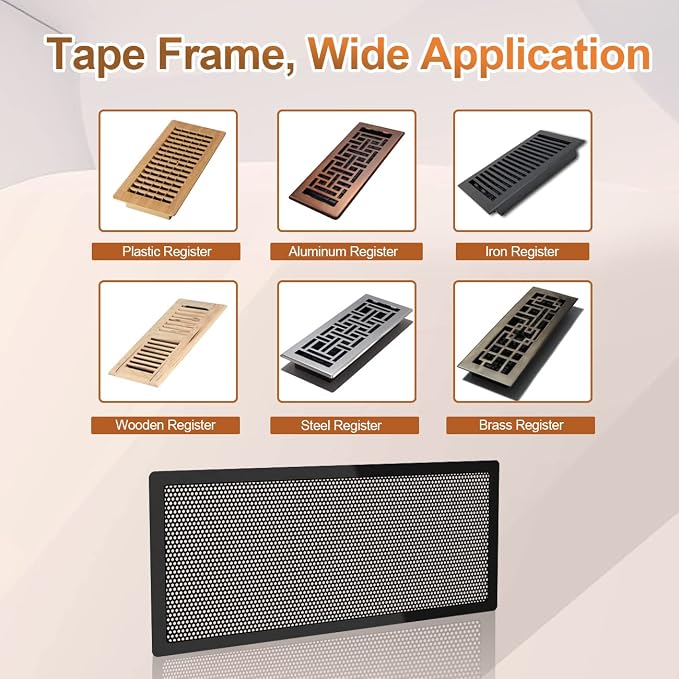 Floor Register Vent Cover- 4"x12" Air Vent Screen Mesh, Frame Tape Perfect - Image 5