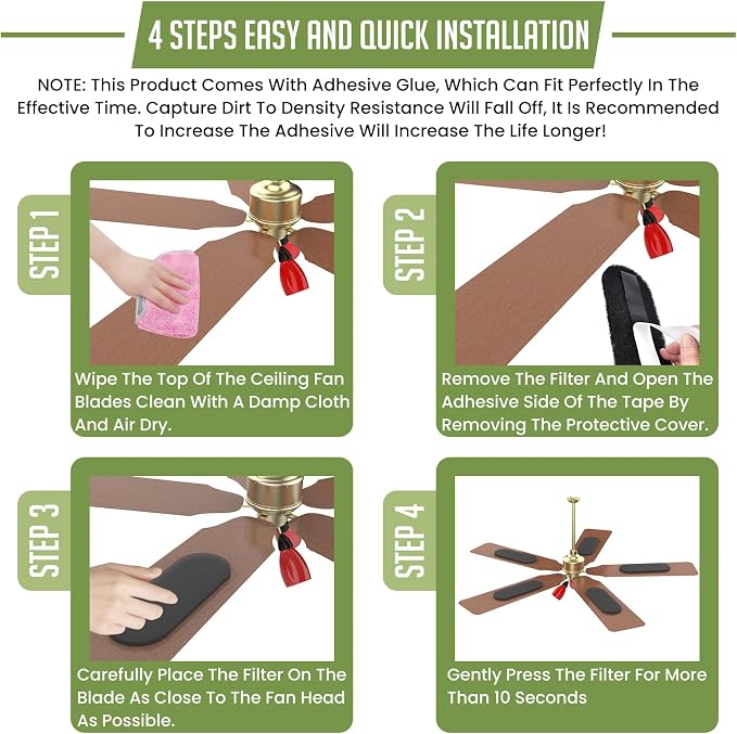 Universal Ceiling Fan Air Filters, Easy-Stick Air Purifier Pads - Image 6