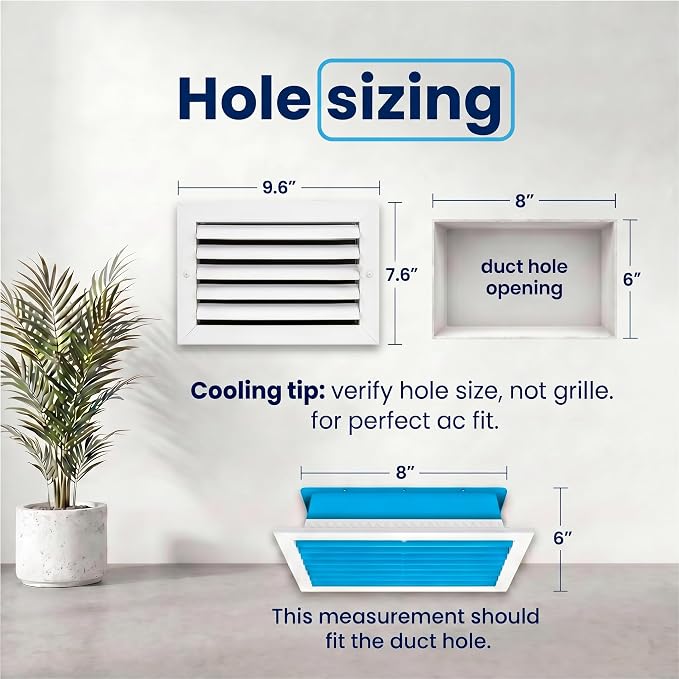 6x8 Aluminum HVAC Vent Cover Wall Ceiling Register 1-Way Air Flow Multi-Shutter - Image 3