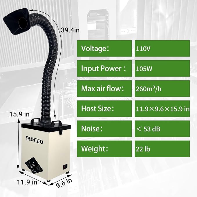 YC100 Solder Fume Extractor, Powerful 105W & Suction 260m³/h, Low-Noise Below - Image 6