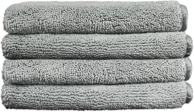 Eurow Microfiber Washcloths, Ultra Soft, Super Absorbent, Fast Drying, Hypoallergenic, Gentle on Skin, Machine Washable Face & Body Cloths,13 x 13 in, 4-Pack, Gray