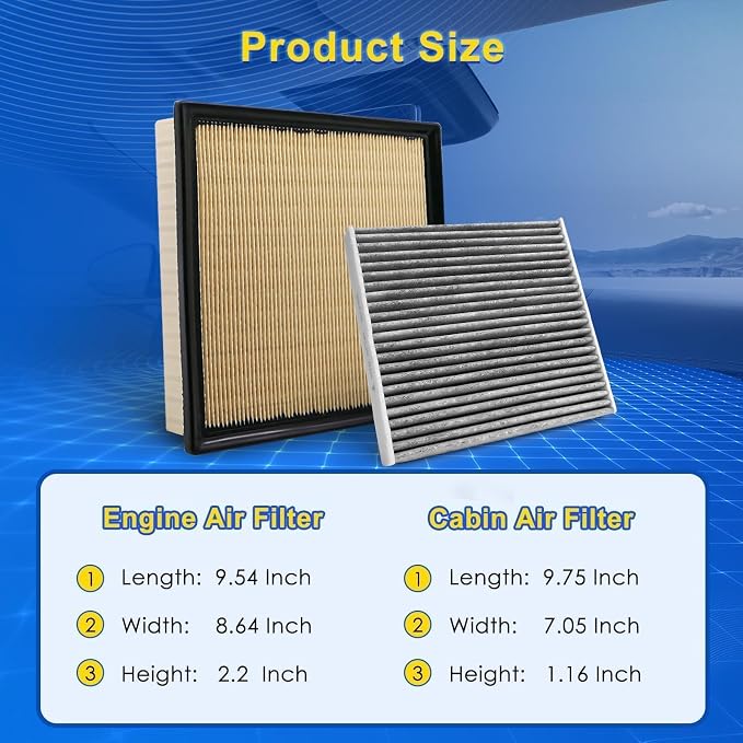 Cabin & Engine Air Filter Kit Fits 2024-2025 Tacoma L4 2.4L, Replacement - Image 3