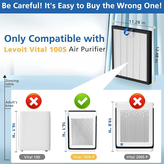 2 Pack Vital 100S Replacement Filter Compatible - Image 2