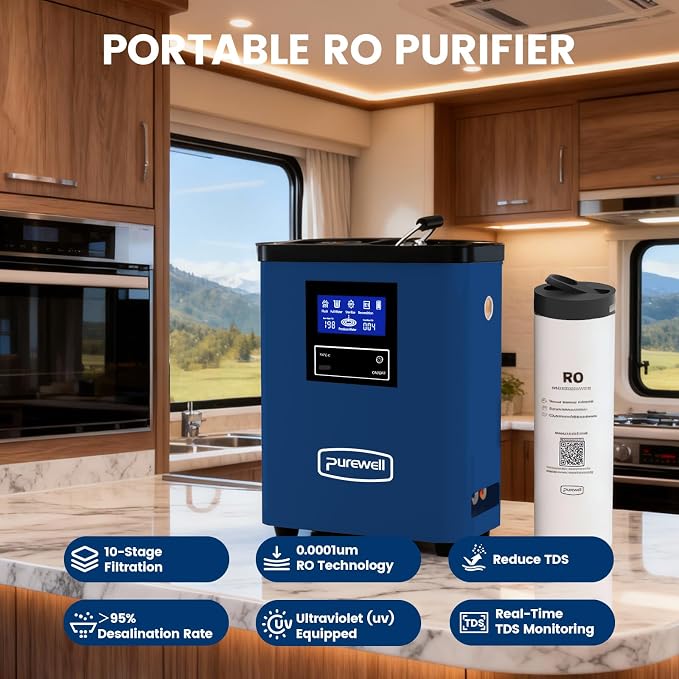 Purewell® K8680 RO Water Purifier System, 10-Stage RV Portable Water Filtration - Image 2