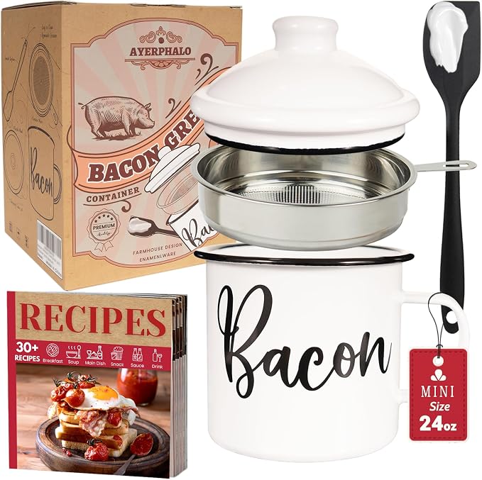 Bacon Grease Container with Strainer by Ayerphalo