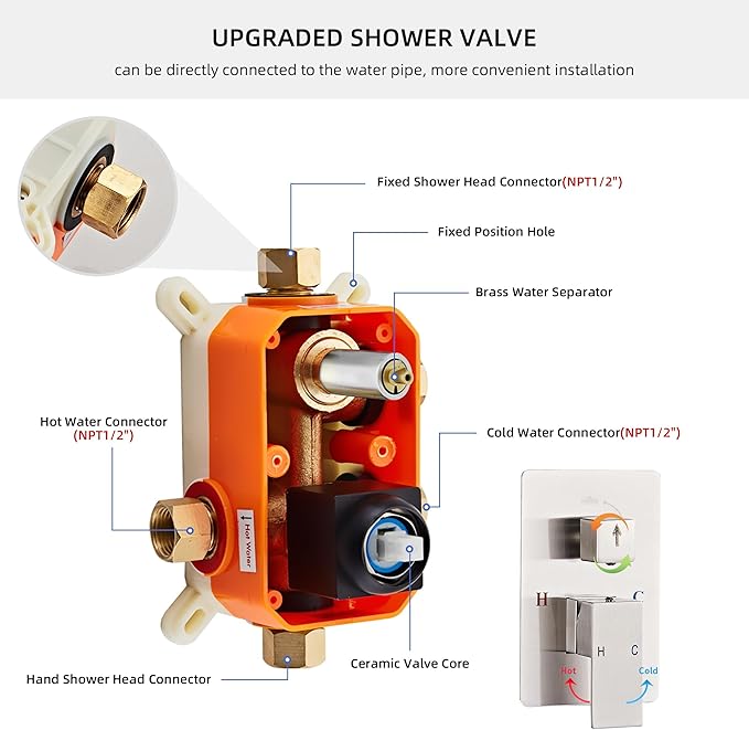 Shower Faucet Set, Rainfall Shower System Complete Wall Mounted for Bathroom with 8 Inch Shower Head and Handheld Rain Mixer Combo Kit with Shower Valve and Shower Trim, Brushed Nickel