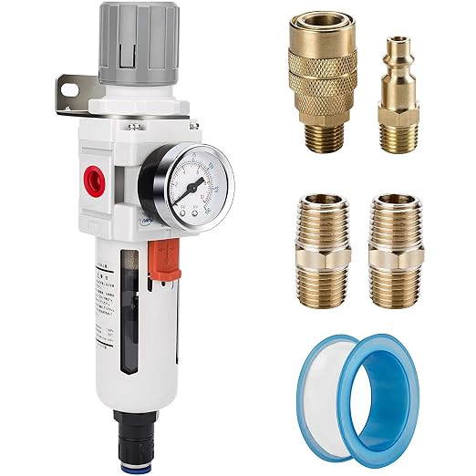NANPU 3/8" NPT Compressed Air Filter Regulator Combo Piggyback, Auto Drain by NANPU