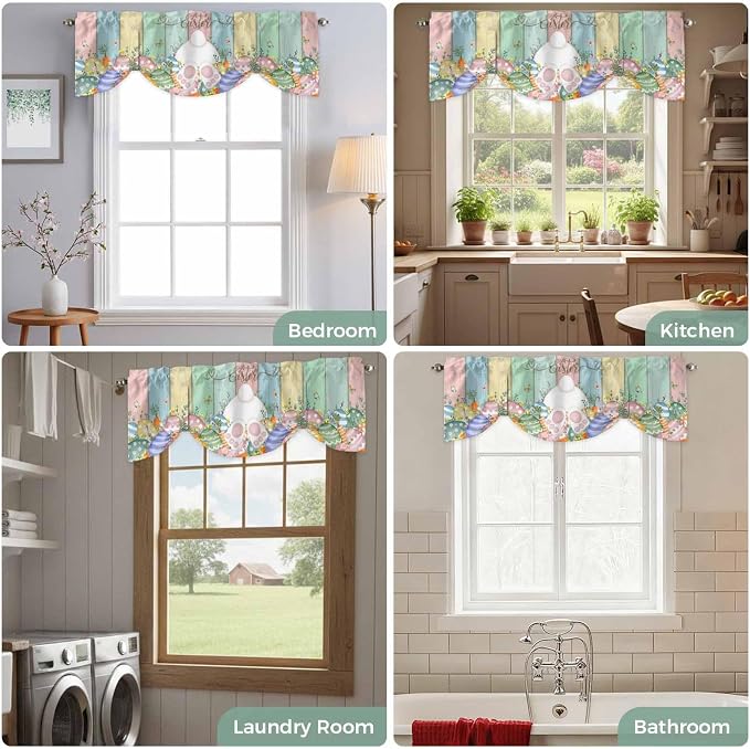 Easter Tie Up Valance Curtains for Windows, Kitchen Curtains Window Shades - Image 8