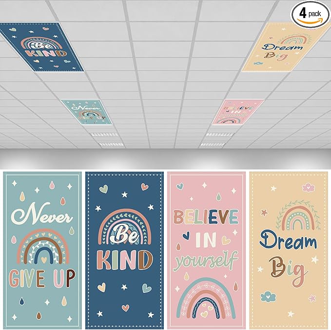 4Pcs Fluorescent Light Covers for Classroom Ceiling Lights, 4 x 2 Feet by Hallswl