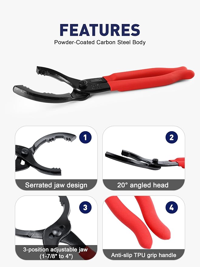 SMART JERRY - Adjustable Oil Filter Wrench | Motorcycle Oil Change Tool | 12'' - Image 3