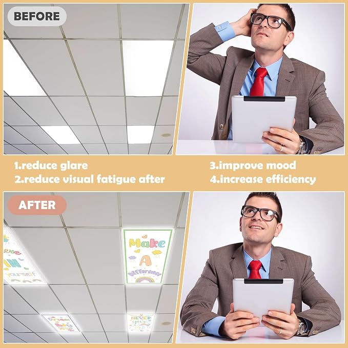 4Pcs Fluorescent Light Covers for Classroom Ceiling Lights, 4 x 2 Feet - Image 5