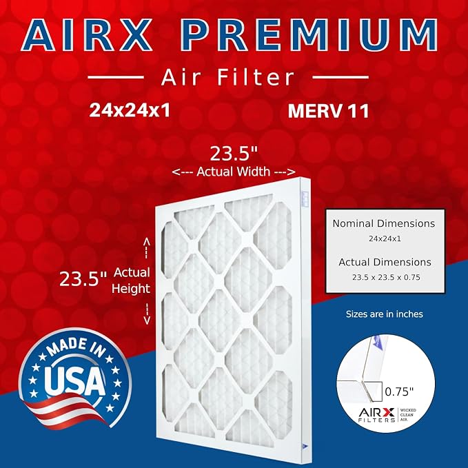 AIRX FILTERS WICKED CLEAN AIR. 24x24x1 Air Filter MERV 11 Electrostatic Pleated - Image 2