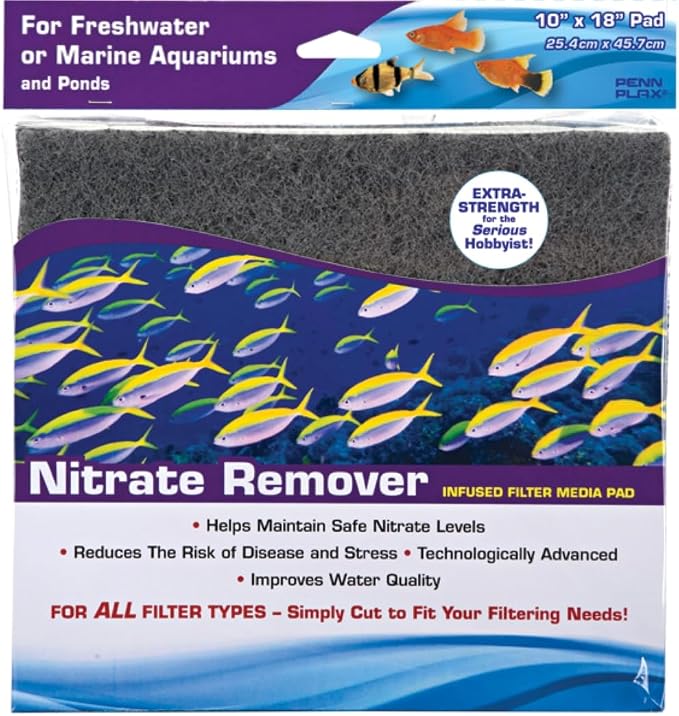 PENN-PLAX Nitrate Reducer Aquarium Filter Media Pad – Easy to Cut into Any Size by Penn-Plax