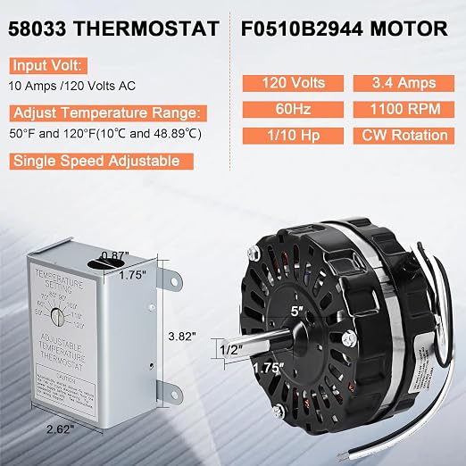 Hiorucet F0510B2944 Attic Fan Motor - Image 2