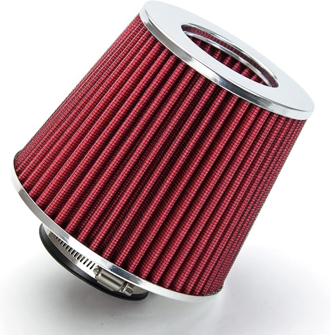 RED 3.5" 89 mm Inlet Cold Air INTAKE Cone Replacement Performance Washable by RtunesRacing
