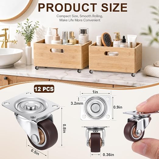 Maitys 12 Pcs 0.5" Swivel Profile Casters Wheels - Image 2