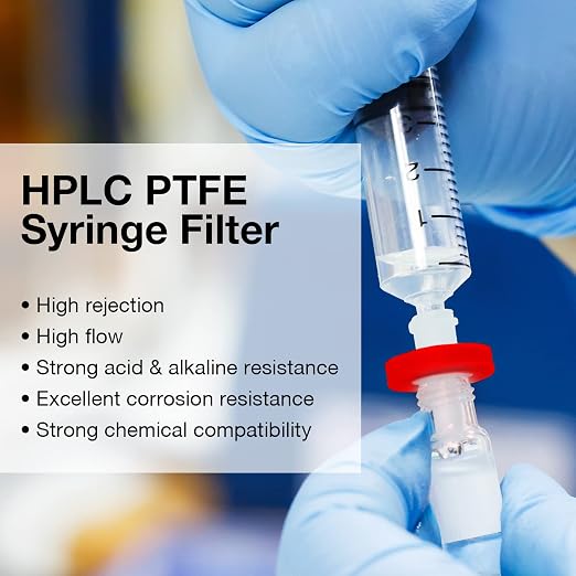 SimPure Syringe Filter PTFE 100 PCS Hydrophobic Membrane, 25mm Disc Diameter - Image 6