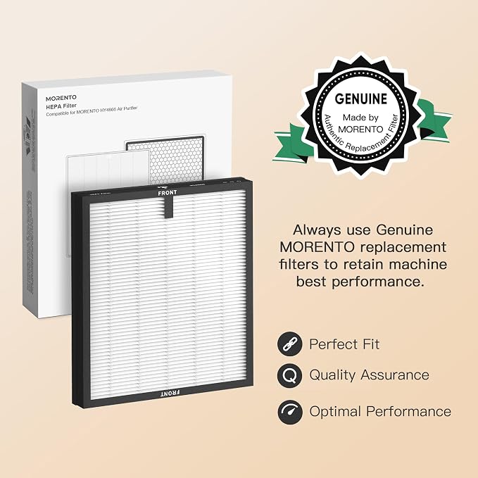 MORENTO 2 Pack HY4866 Genuine Air Purifier Replacement Filter - Image 2