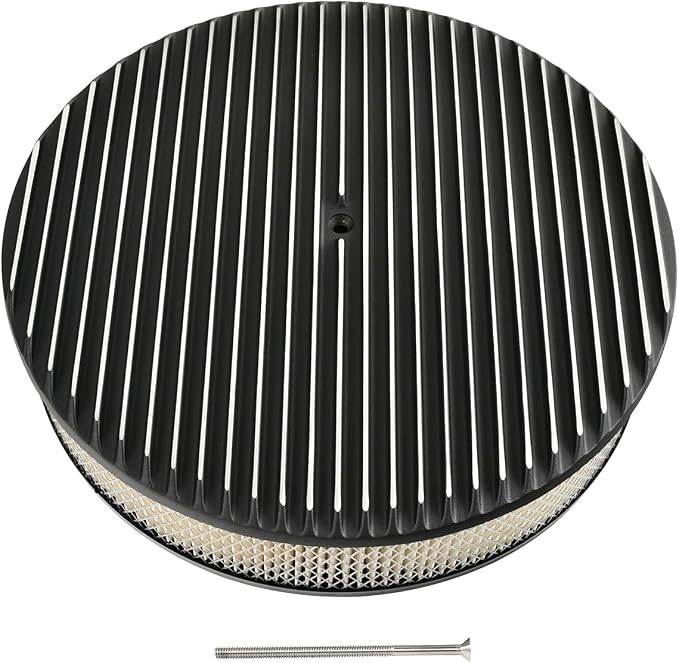 14 x 3 Inch Round Black Air Cleaner Kit Fully Finned Top by TBAPFS