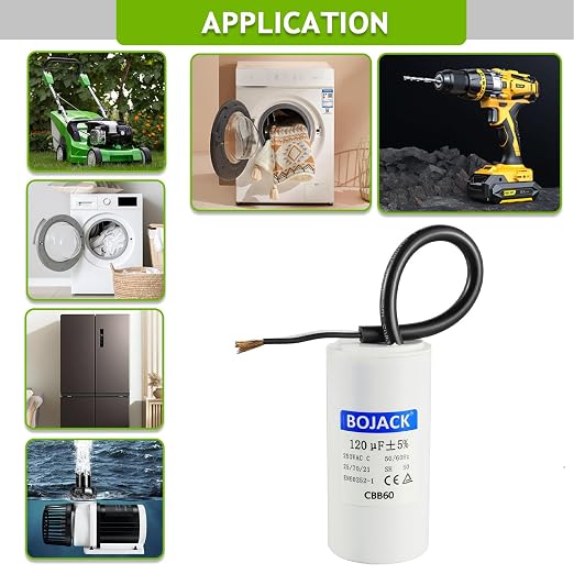 BOJACK Run Capacitor 120 uF 250V AC 120 MFD CBB60 2 Wire 50/60Hz Cylinder Motor - Image 6