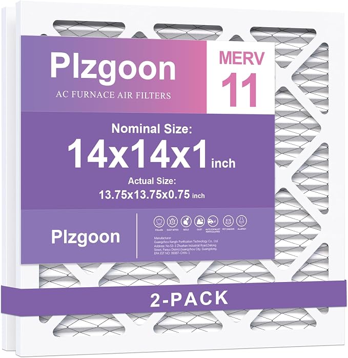 14x14x1 Air Filter MERV 11 MPR 1000 Pleated AC Furnace Filters Replacement by Unknown