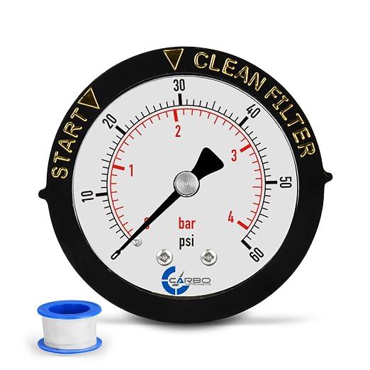 Water Pressure Gauge for Swimming Pool Filter, 60psi Plumbing Clean Filter by CARBOUSA