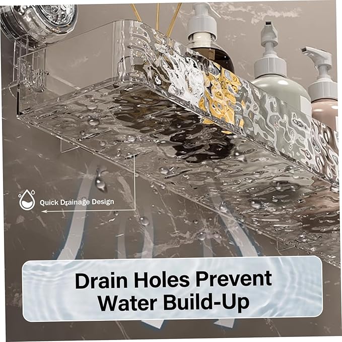 Corrugated Suction Cup Storage Holder, Heavy-Duty Suction Cup Shower Shelf, Shower Caddy Bathroom Organizer with Hollow Drainage Design, Ideal for Renters