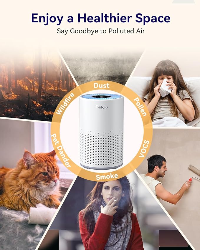 Air Purifiers for Bedroom Home Pets 1200 Ft², Tailulu H13 True HEPA Air Filter - Image 4