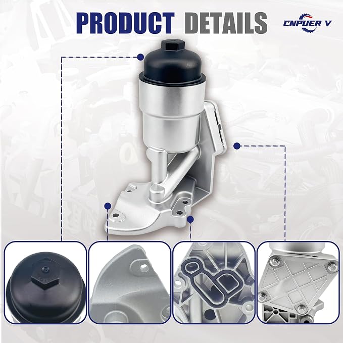 Oil Filter Housing Assembly, Complete Aluminum Plastic Cap Engine Oil Cooler - Image 7