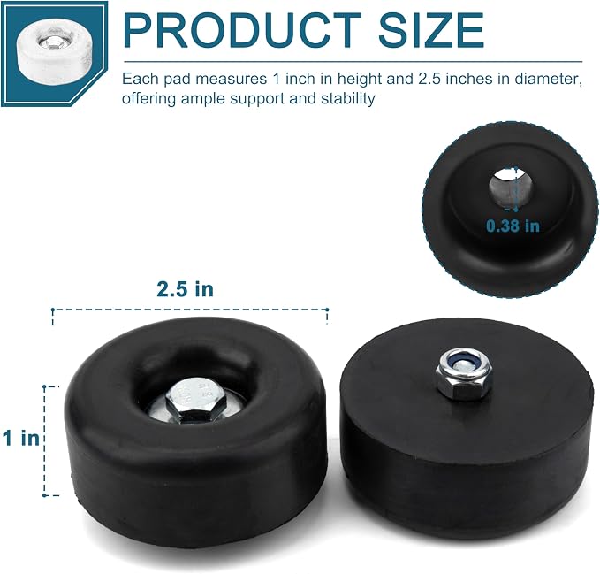2PCS Heavy Duty Anti Vibration Rubber Foot Pads - Image 3